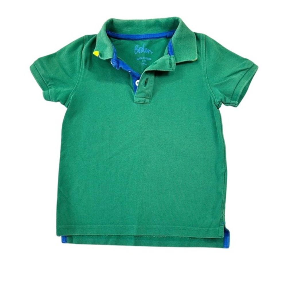 Mini Boden Boys Size 4 Polo Shirt Green Cotton Pique Short Sleeve Polo Shirt